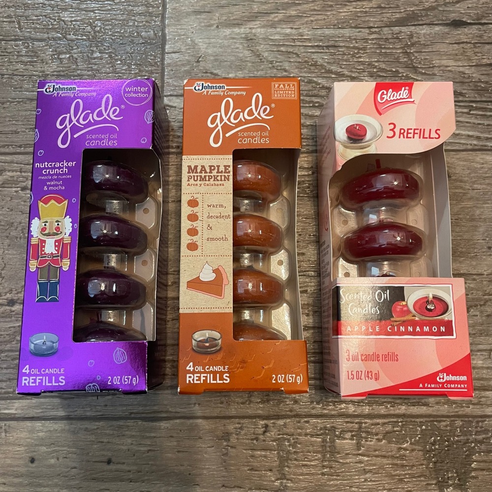 Glade Scented Oil Candle Refills Bundle Nutcracker Maple Pumpkin Apple Cinnamon
